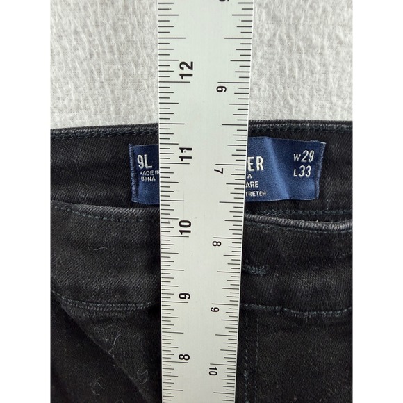 Hollister High Rise Flare Jeans Black Front Slit Soft Stretch 9L W29 L33 - Picture 7 of 8